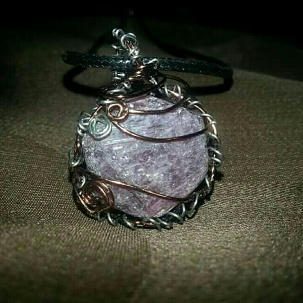 Wire wrapped ruby record keeper handmade